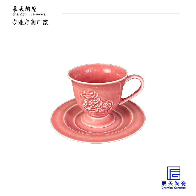 <b>客户定制 创意浮雕玫瑰陶瓷咖啡杯</b>